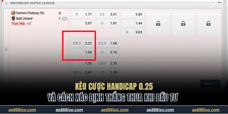 Cách xác định thắng thua khi đầu tư vào handicap 0.25